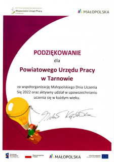 Podziękowanie za współorganizację Małopolskiego Dnia Uczenia Się 2022