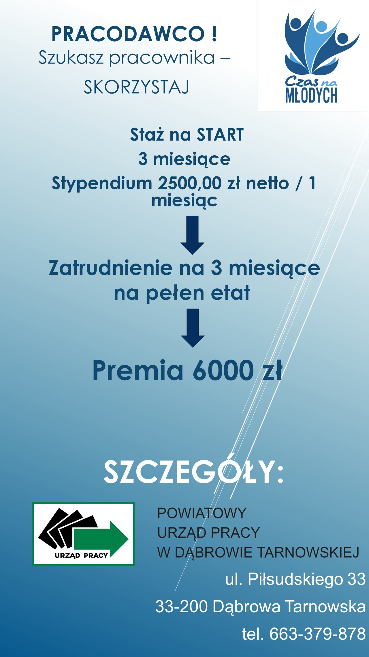 Ulotka Projektu pilotażowego Czas na Młodych - punkty doradztwa dla młodzieży